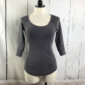 Free People Gray Ribbed Top